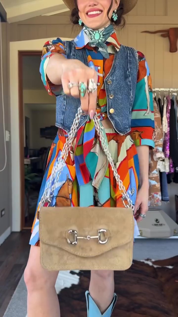 Resort Western Style Print Three-Piece Set（Vest + shirt + skirt）