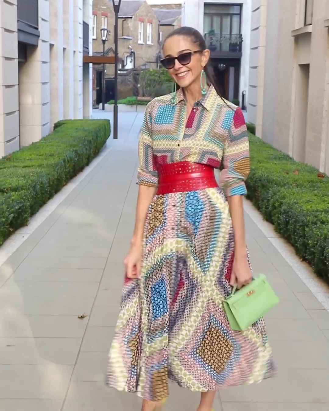 Designer handmade belted dress