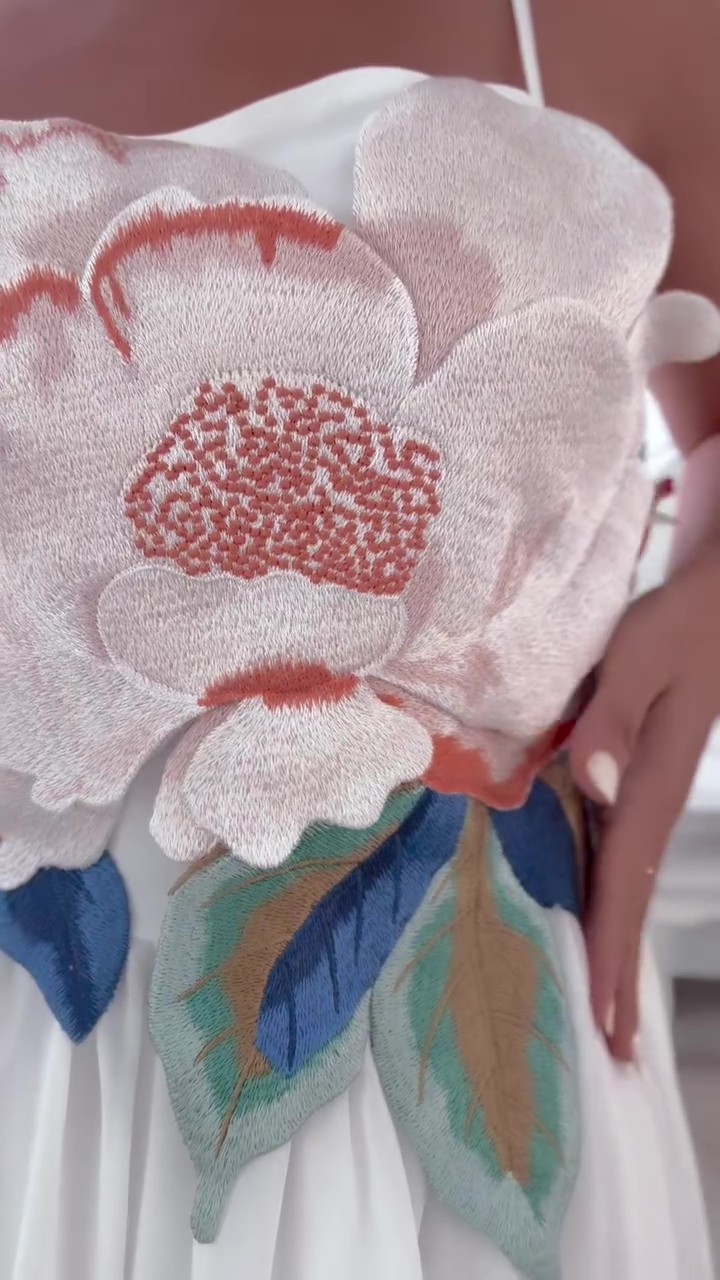 Party Embroidered Floral Midi Dress