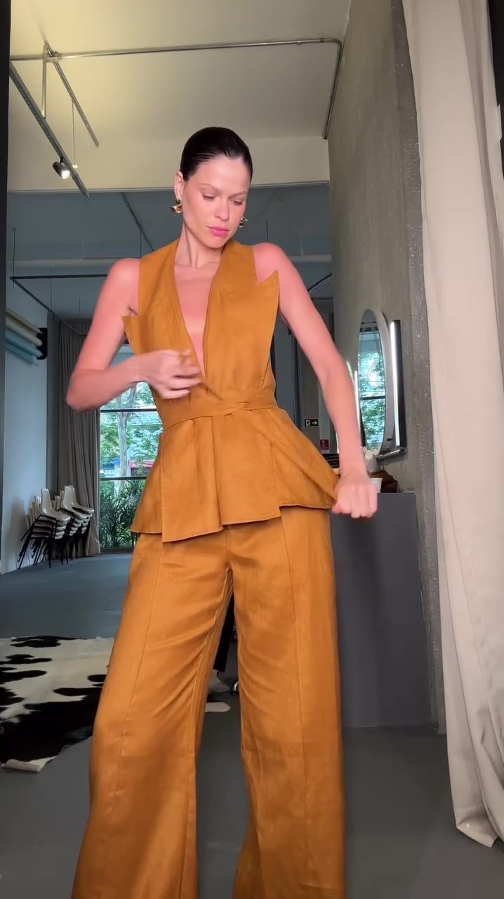 Designer linen trouser suit