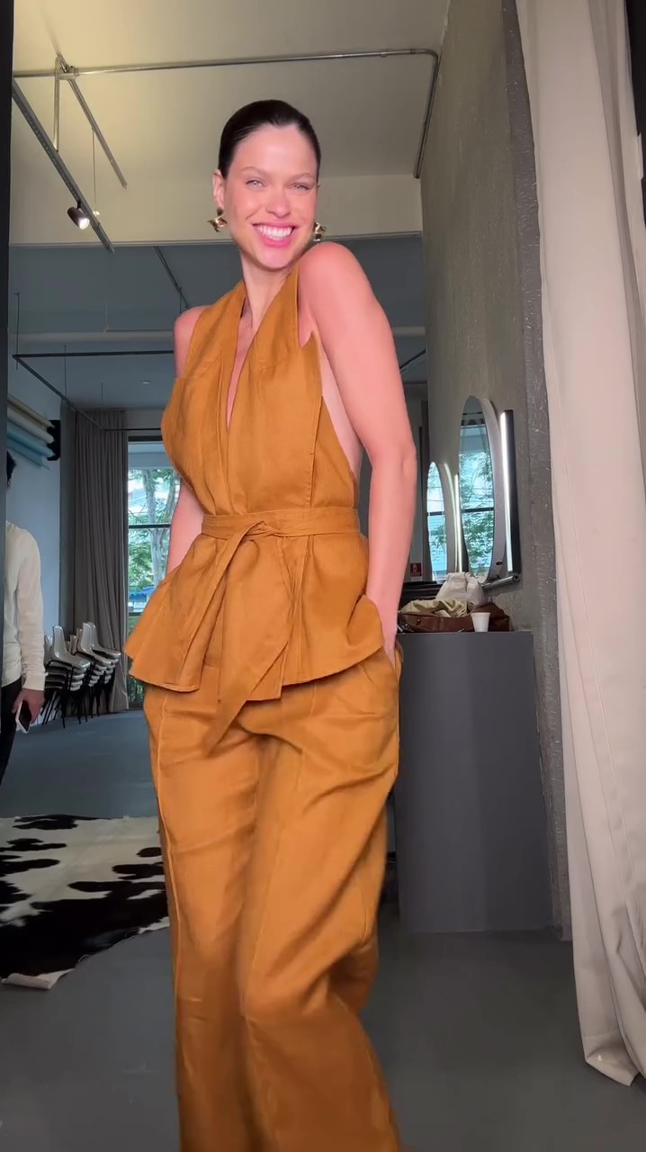 Designer linen trouser suit