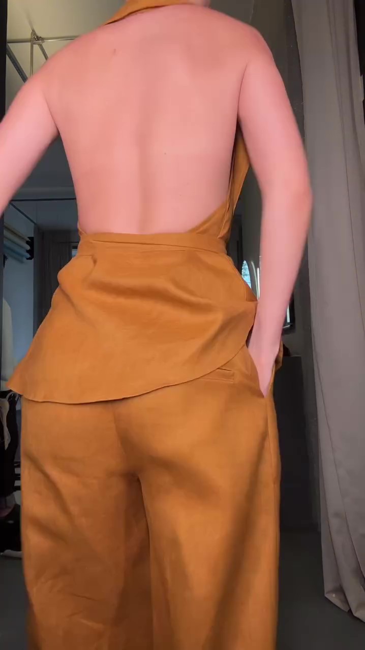 Designer linen trouser suit