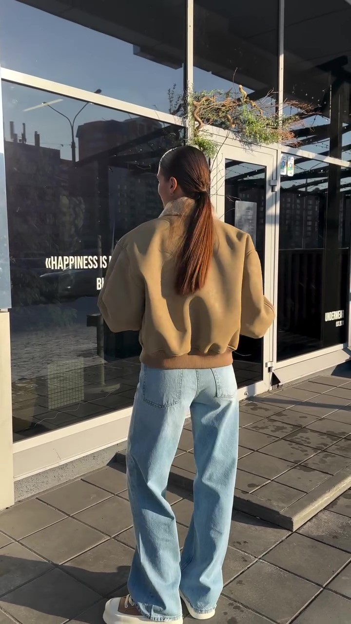 Designer khaki fur winter coat