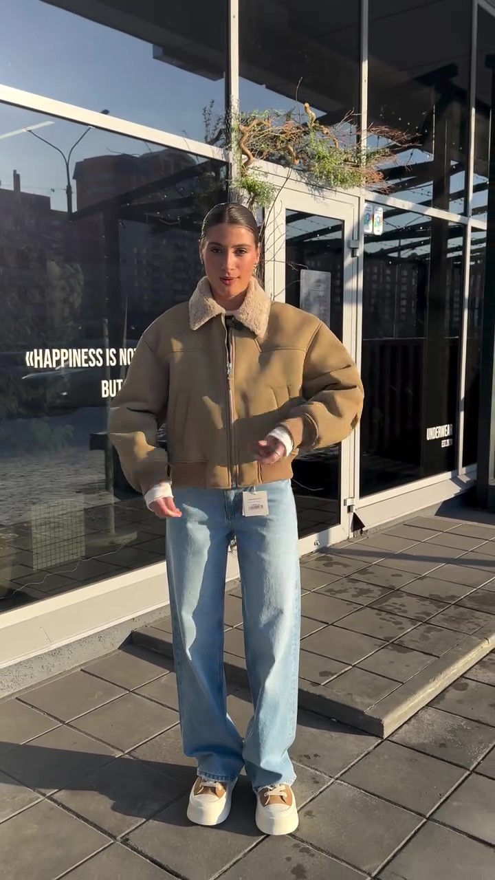 Designer khaki fur winter coat