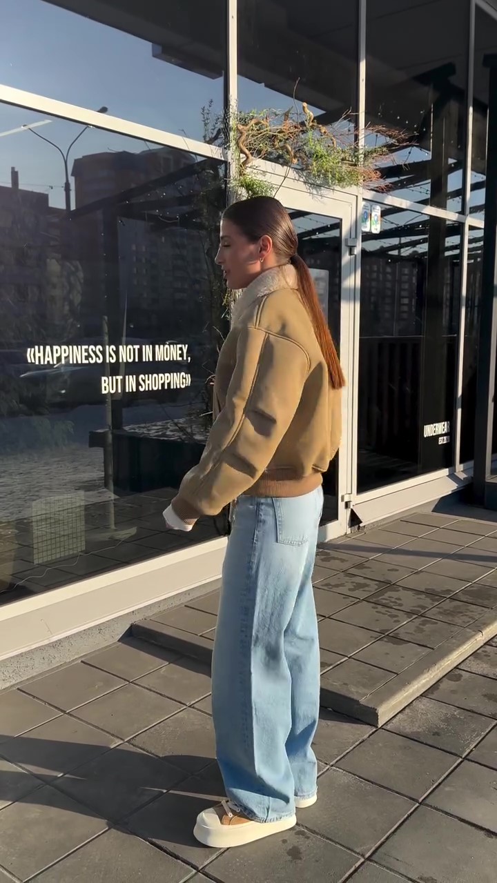 Designer khaki fur winter coat