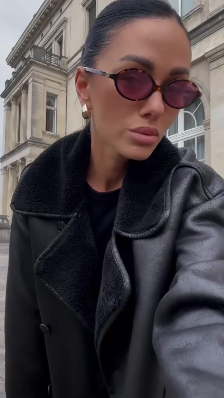 Designer black fur winter coat