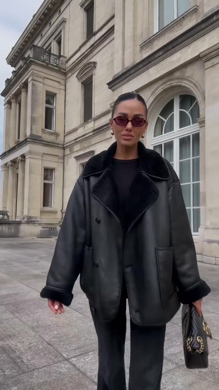 Designer black fur winter coat