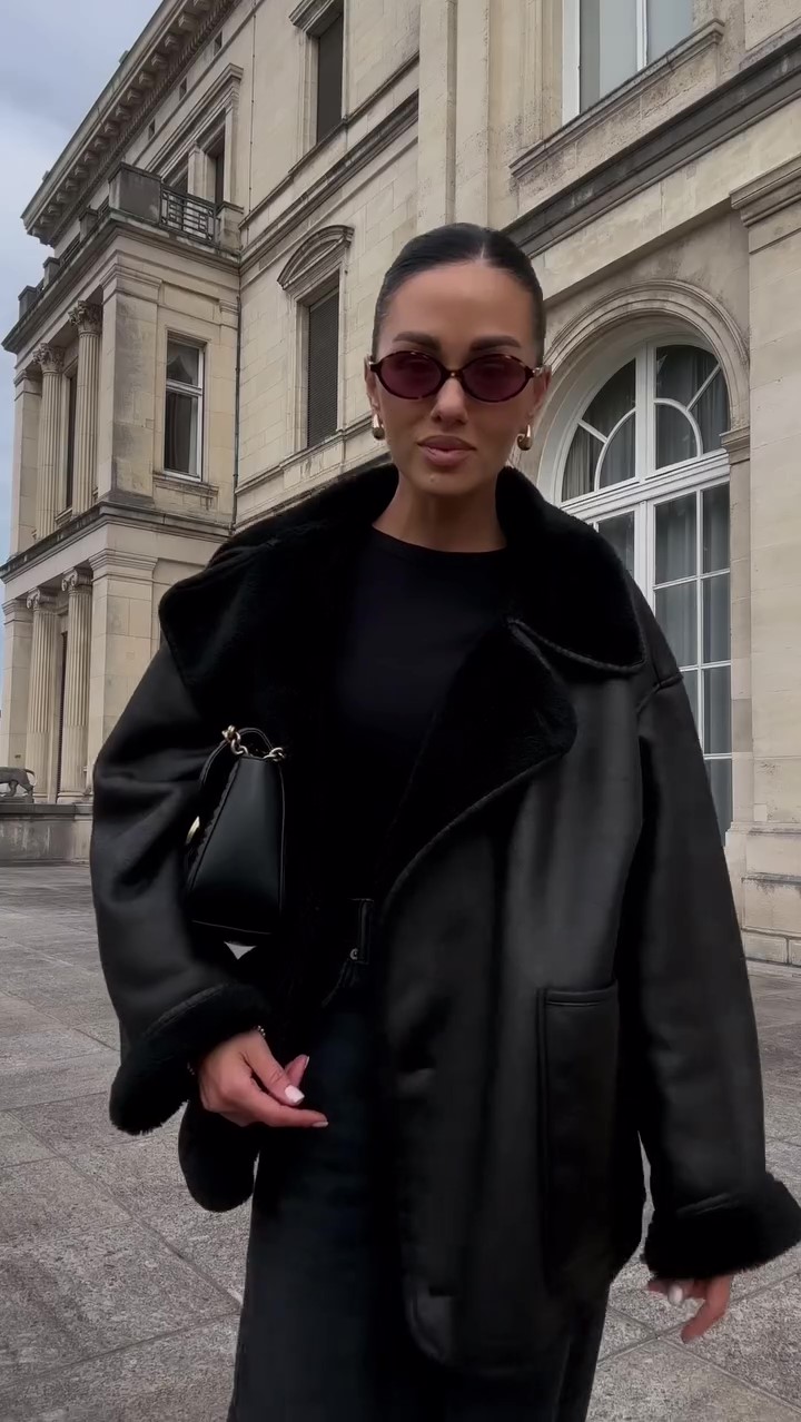 Designer black fur winter coat