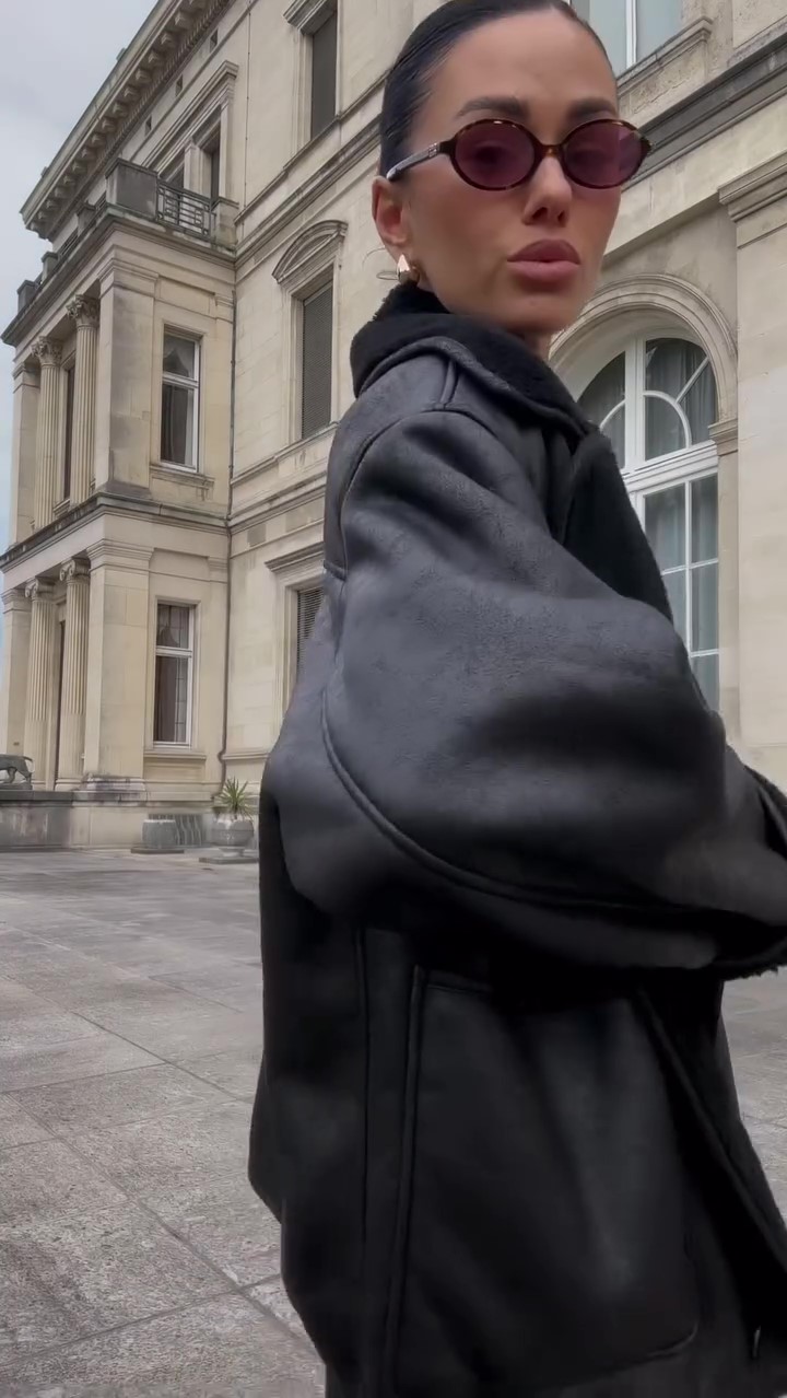 Designer black fur winter coat