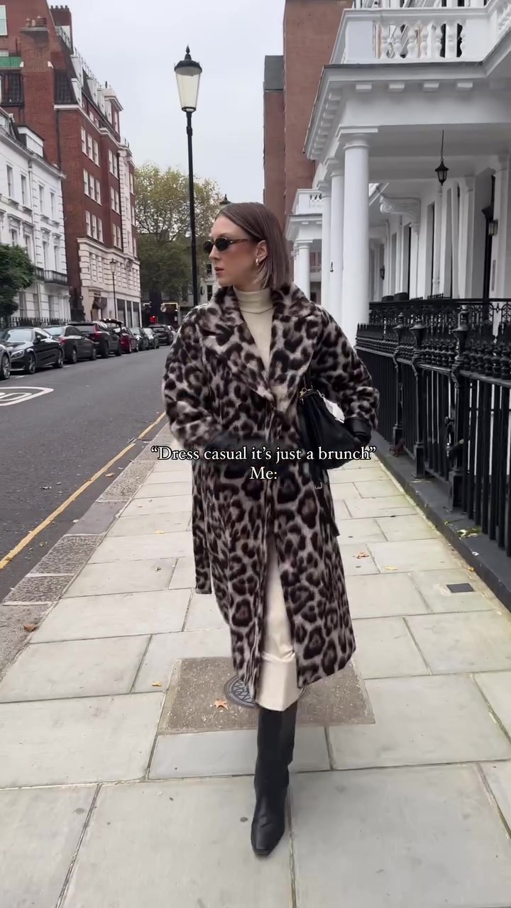 Designer leopard print winter coat