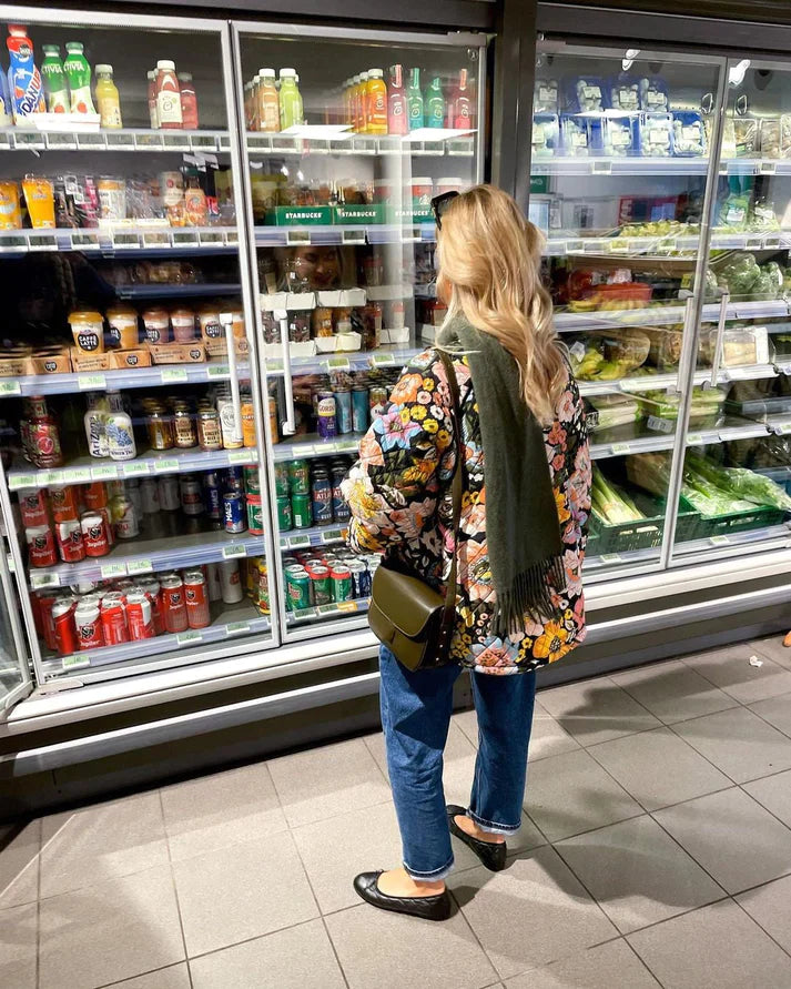 Andella - Elegant plagg vintage blommönstrad lös kappa-CALLISTARI