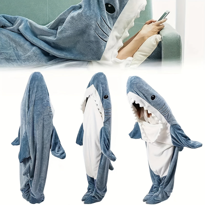 Ultra Soft Home Flannel Shark Hooded Blanket-CALLISTARI