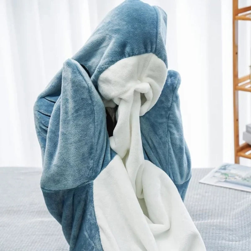Ultra Soft Home Flannel Shark Hooded Blanket-CALLISTARI