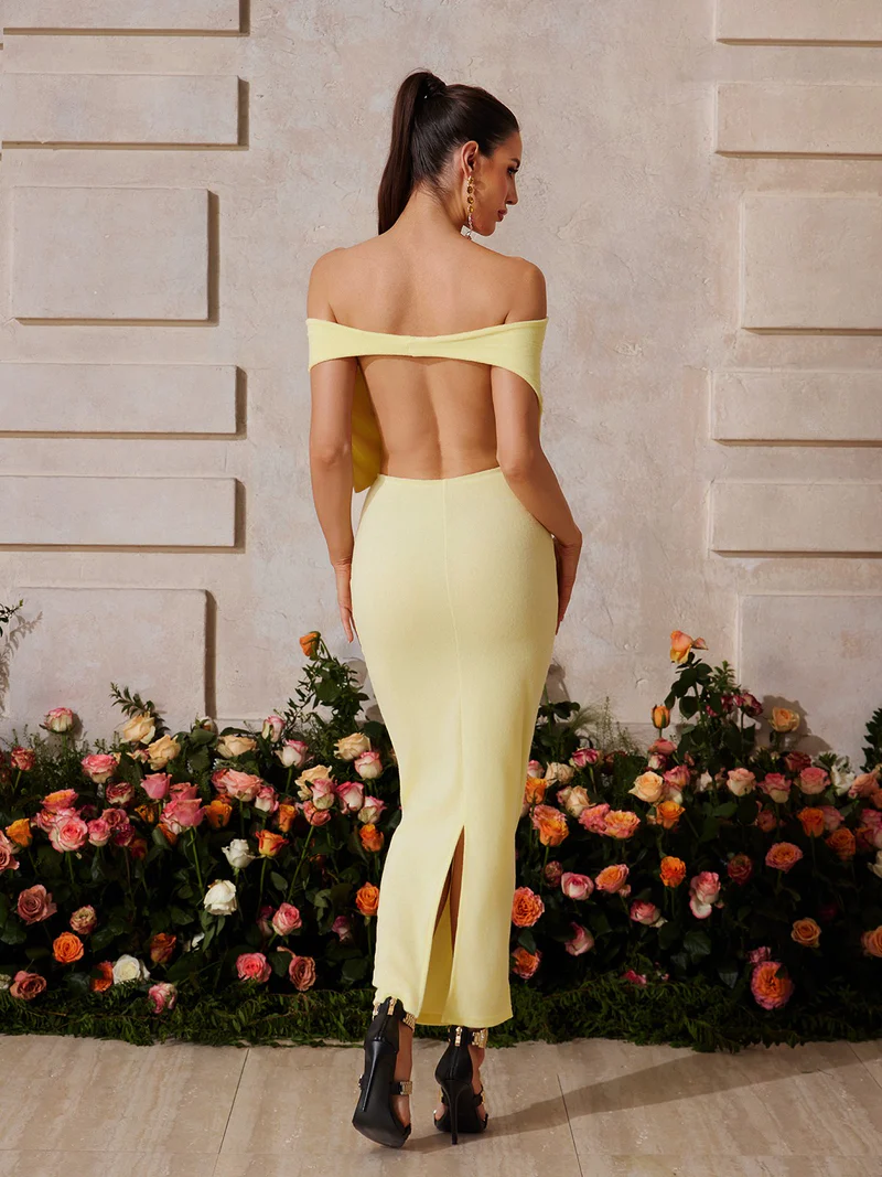 Glam Off - Shoulder Ruched Crop Top & Maxi Skirt Set