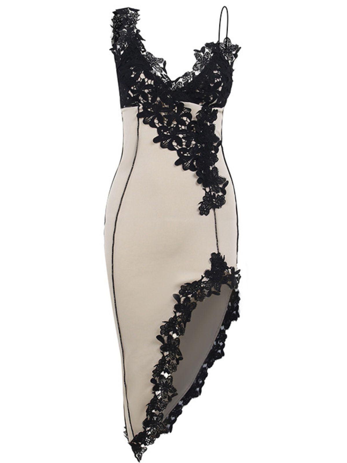 Simran Lace Asymmetric Midi Dress - Mew Mews