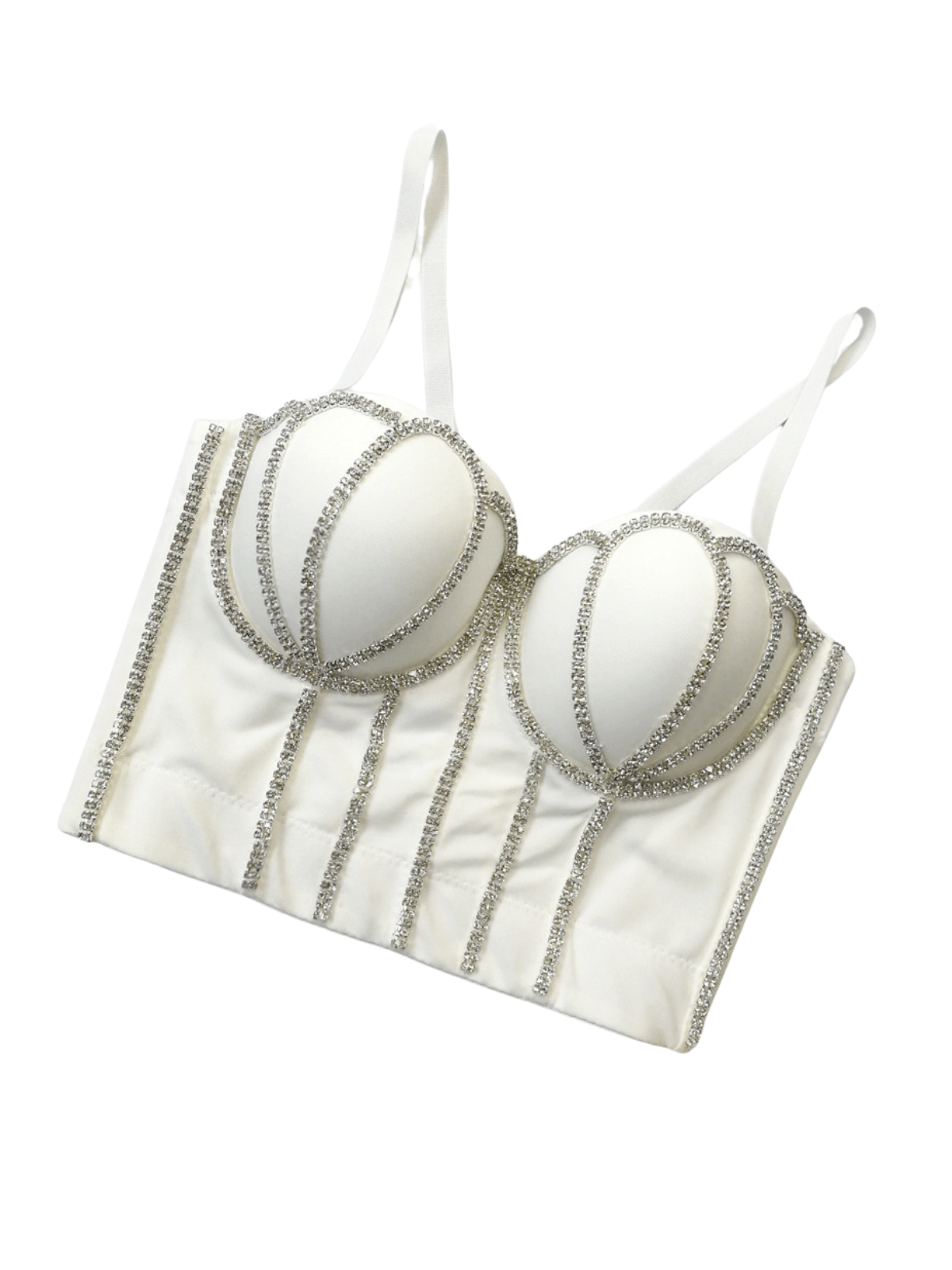 Solveig Crystal Corset Top In White - Mew Mews