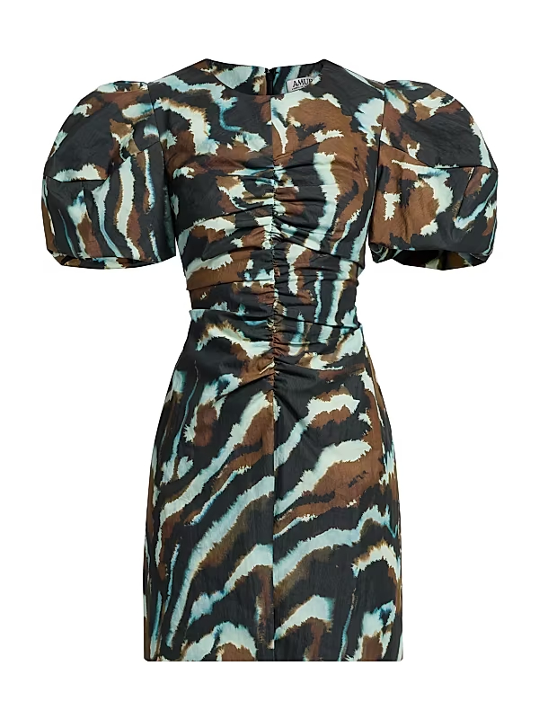 Tanner Animal-Printed Puff-Sleeve Minidress