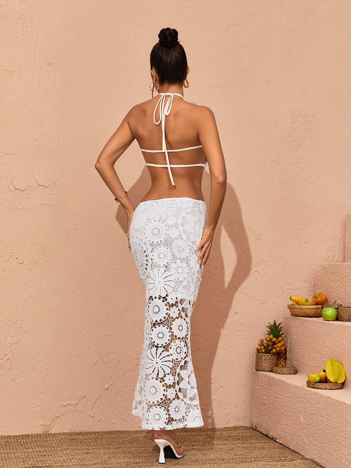 Thea Halterneck Cutout Lace Maxi Dress - Mew Mews
