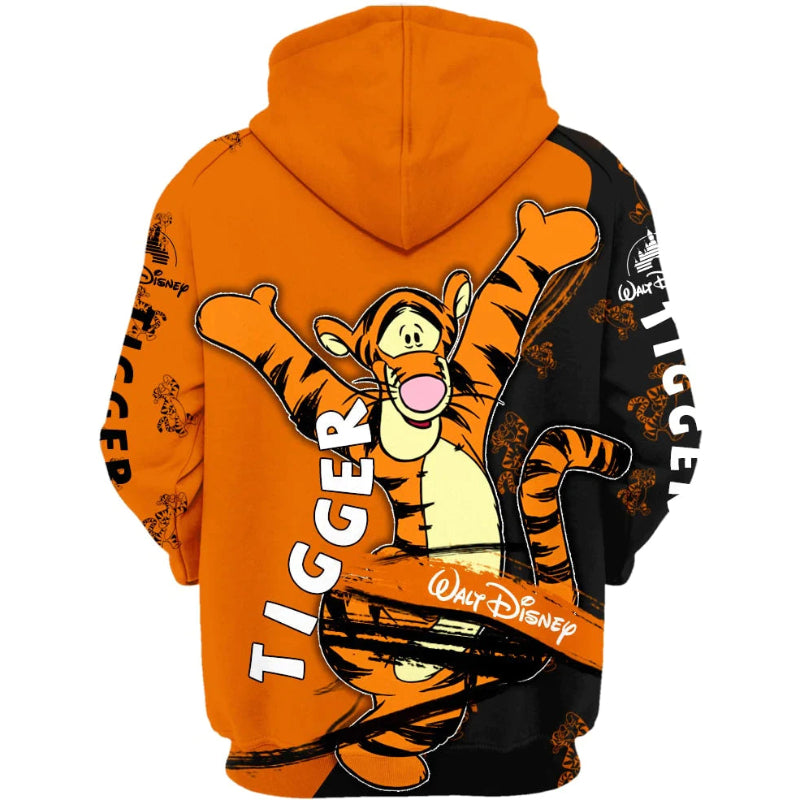 Tigger Print Zip Up Hoodie-CALLISTARI