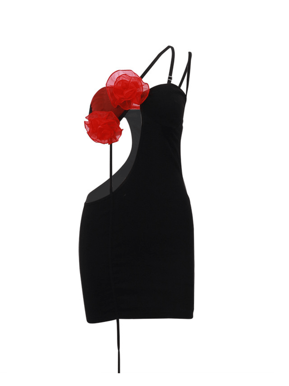 Valor One Shoulder Flower Cutout Mini Dress - Mew Mews