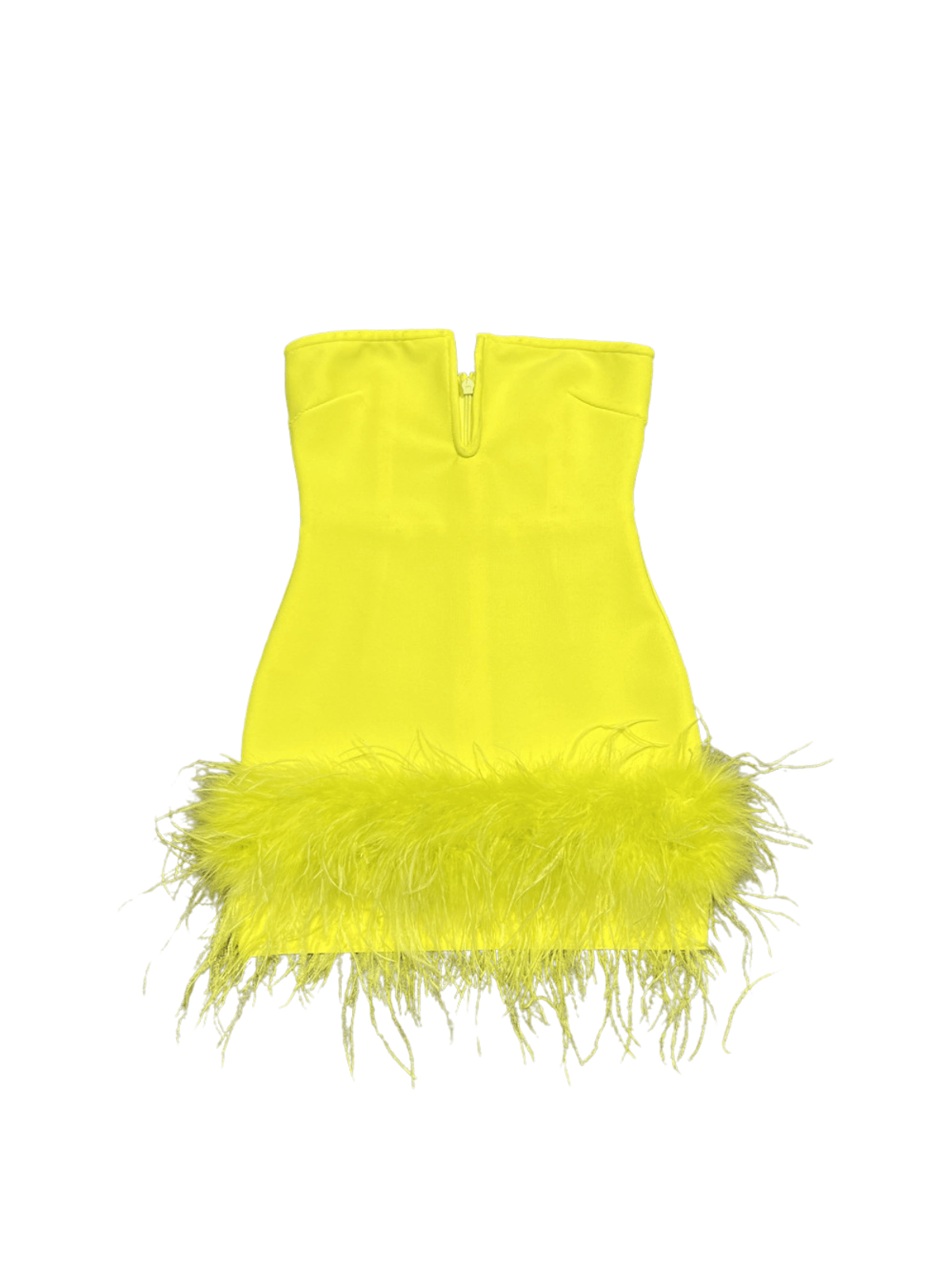 Veer Strapless Feather Bandage Dress In Yellow - Mew Mews