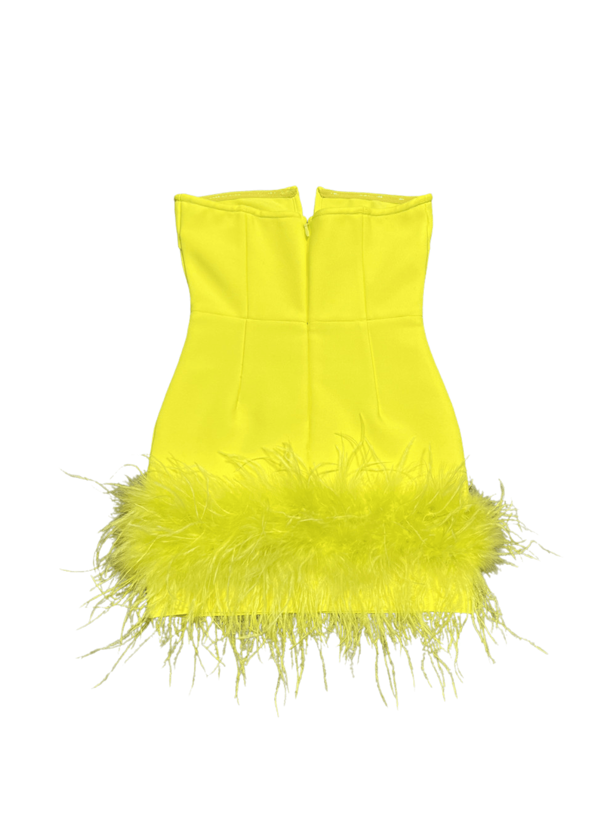 Veer Strapless Feather Bandage Dress In Yellow - Mew Mews