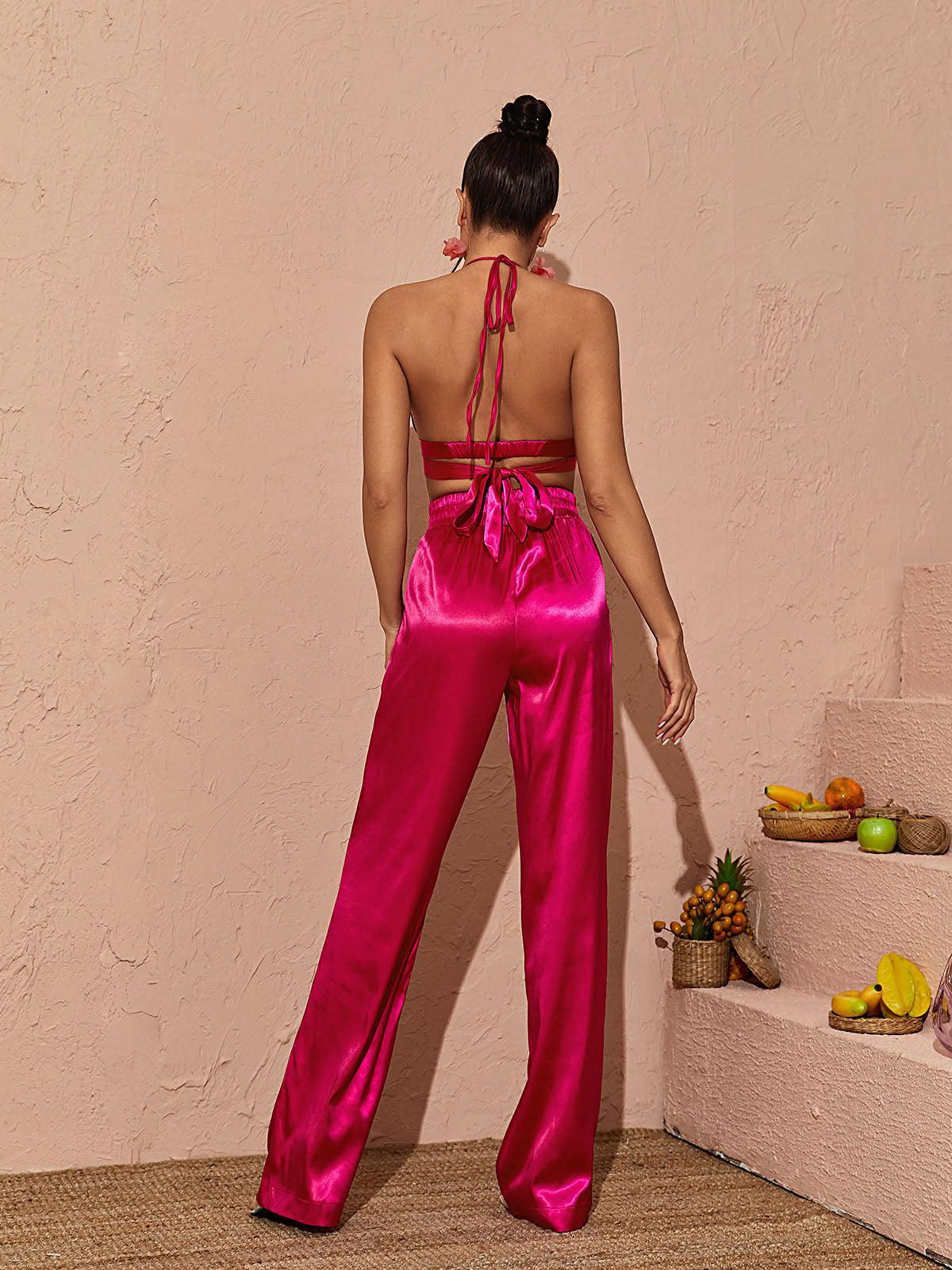 Zariyah Satin Blazer In Hot Pink - Mew Mews