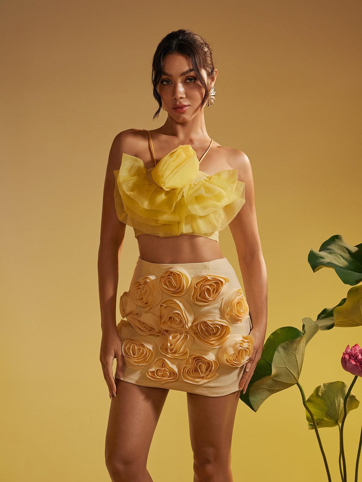 Zyla Flower Tulle Crop Top - Mew Mews