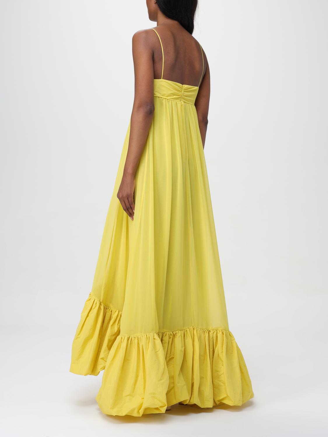 Yellow Spaghetti Strap Ruffle Maxi Dress-aritzao