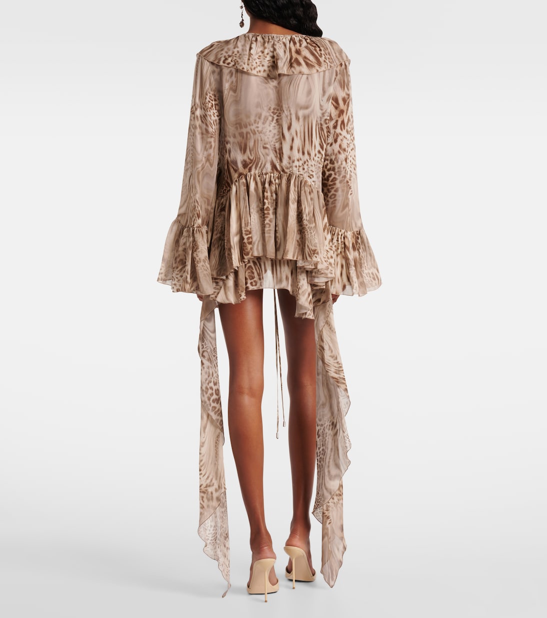 Leopard Print Ruffled Top and Shorts Set