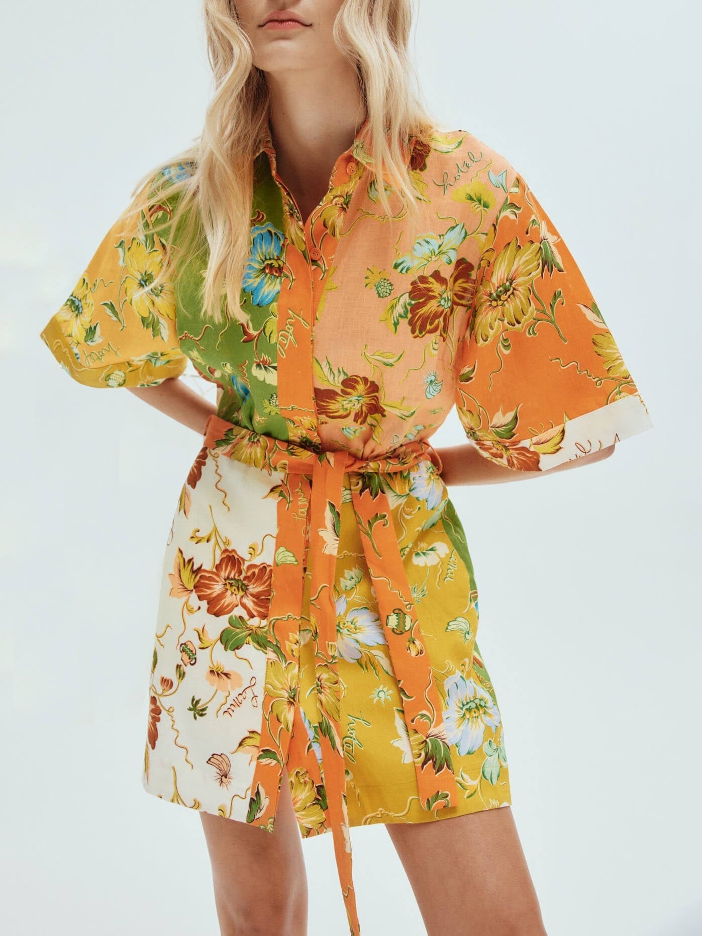 Callistari Unique contrasting floral print mini dress-CALLISTARI