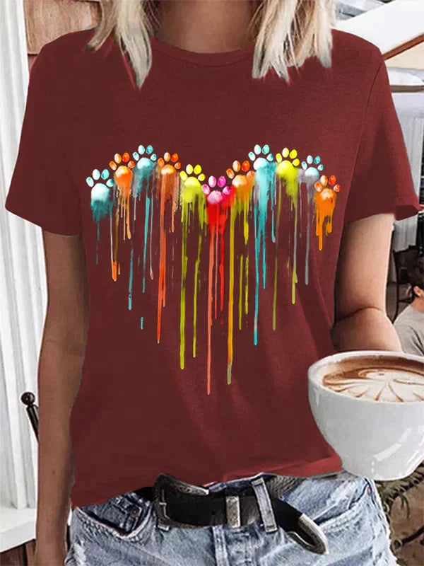 Marlena - Buntes Hundemuster T-Shirt-CALLISTARI