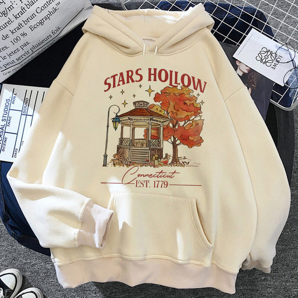 Casual Graphic Text Printed Pullover Hoodie-CALLISTARI