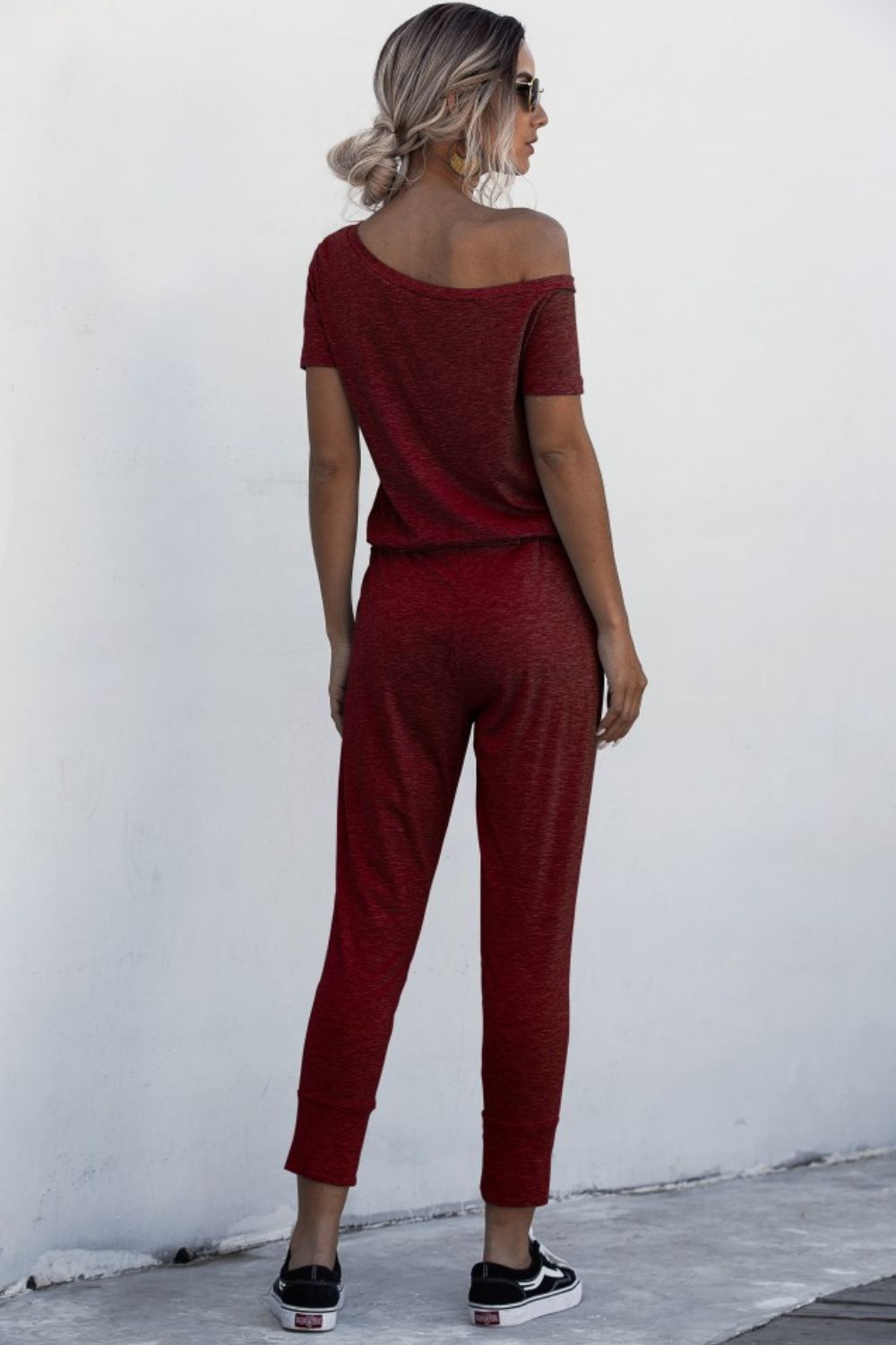 Asymmetrical Neck Tied Jumpsuit with Pockets-aritzao
