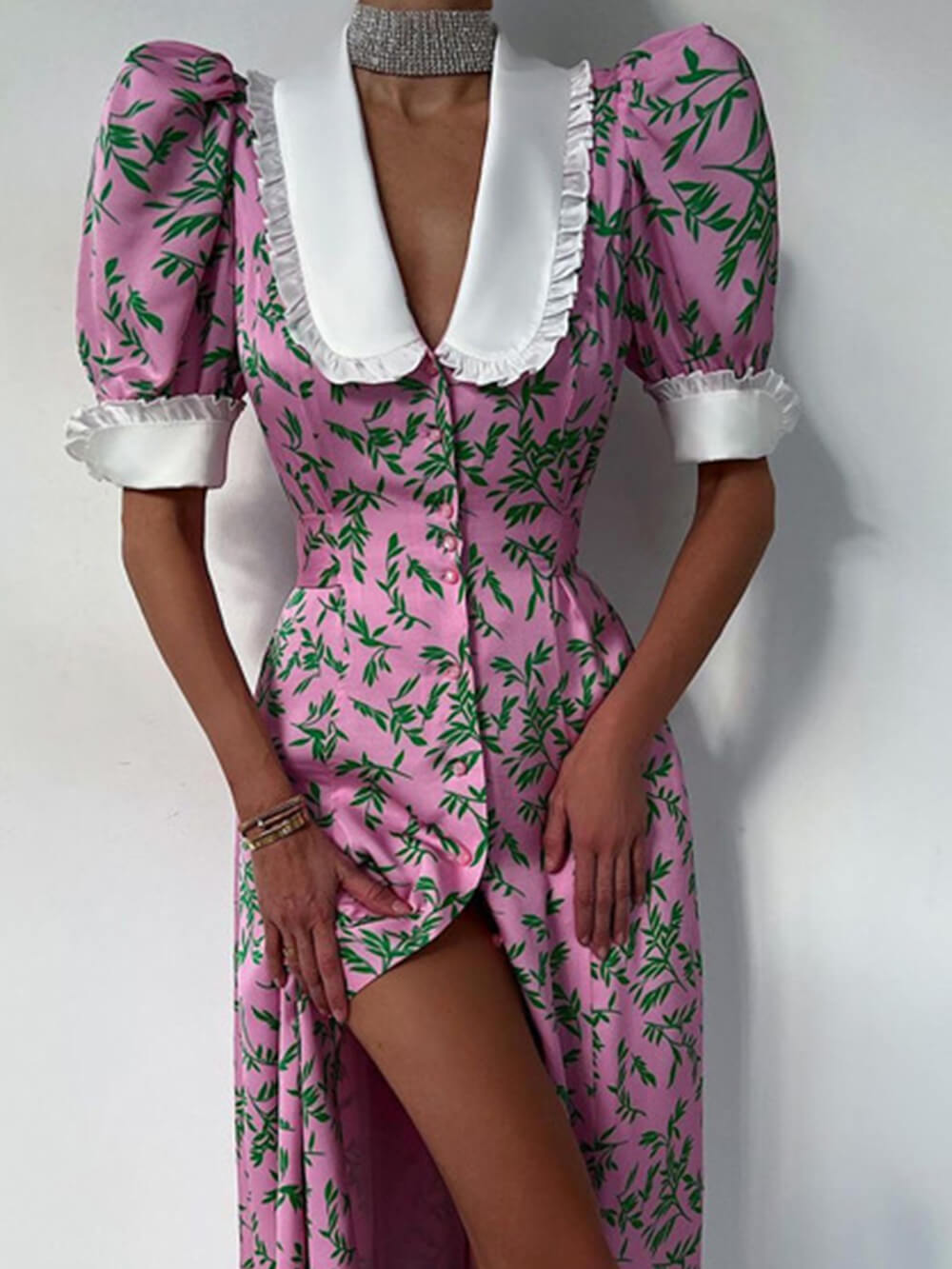 Elegant Doll Collar Fashion Mid-Length Dress-CALLISTARI