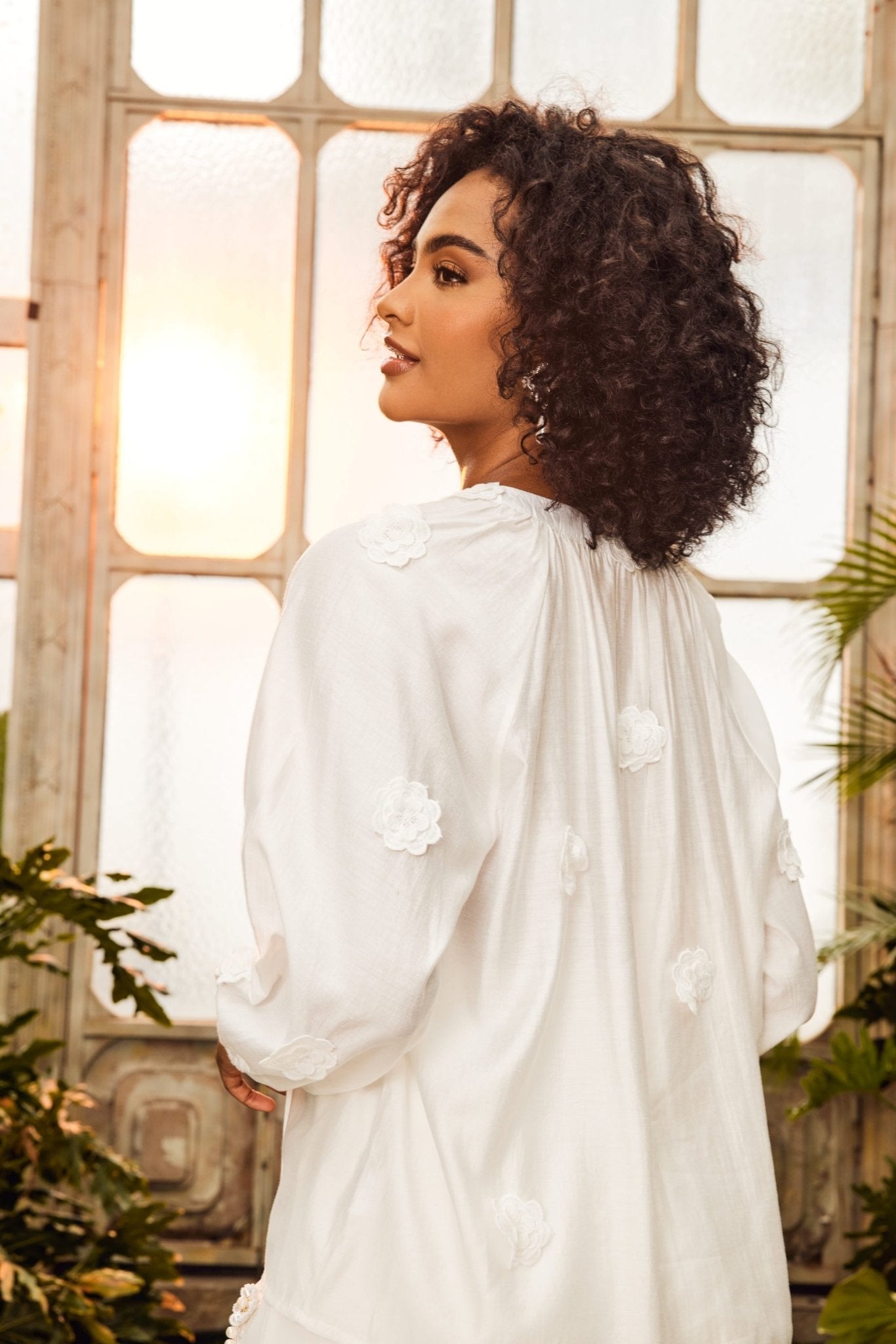 Ella Floral V-neck Blouse-CALLISTARI