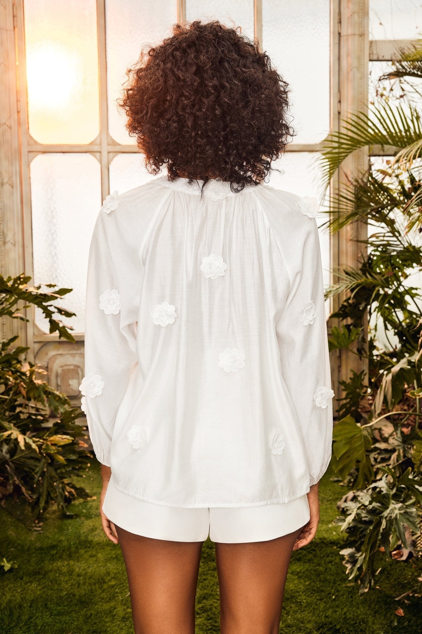 Ella Floral V-neck Blouse-CALLISTARI