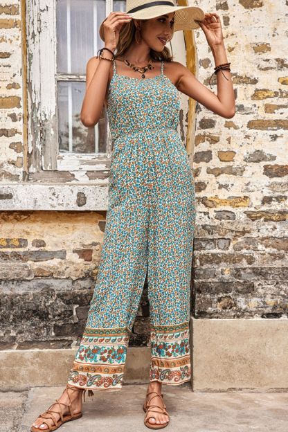 Bohemian Spaghetti Strap Low Back Jumpsuit-aritzao