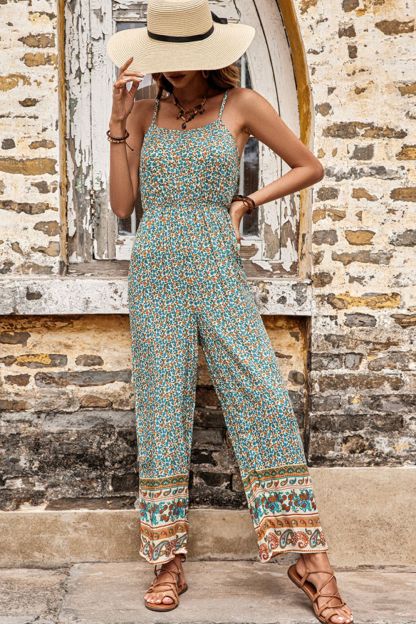 Bohemian Spaghetti Strap Low Back Jumpsuit-aritzao