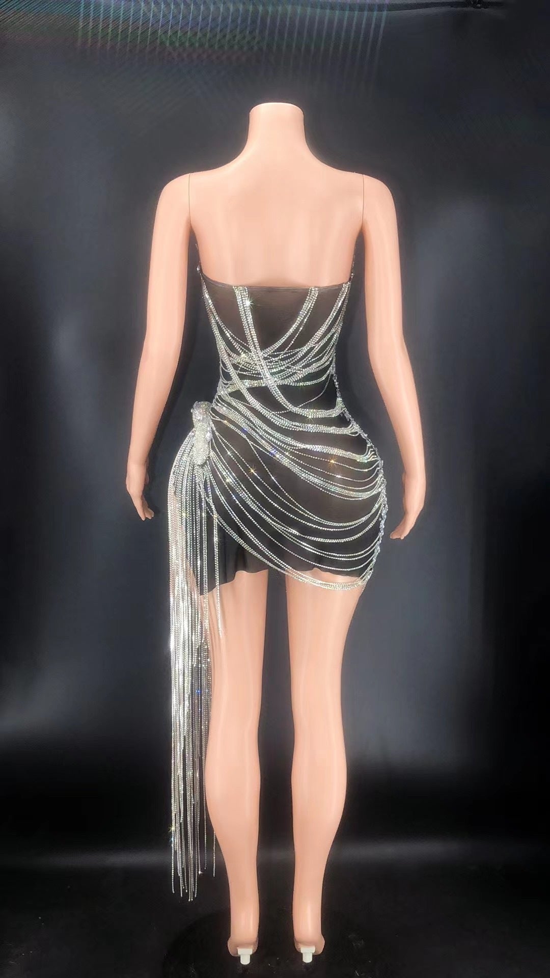 Embellished Diamond Chain Dress-CALLISTARI