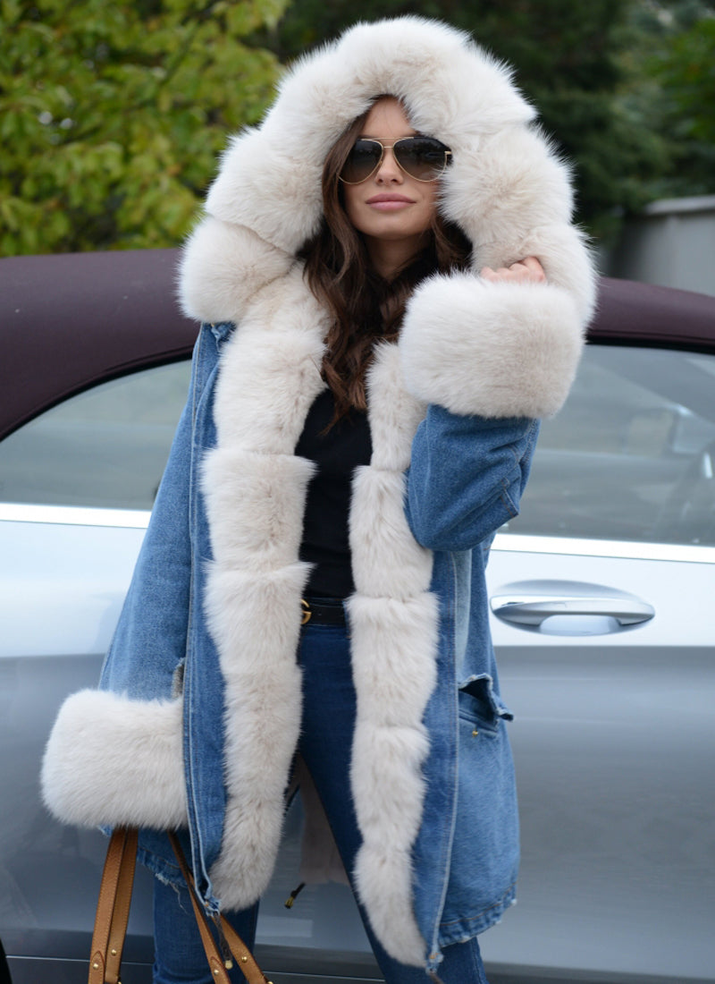 Callistari Women Plus Size Hooded Warm Winter Coats Faux Fur Lined Parkas Long Jacket Overcoat S-XXXL-CALLISTARI