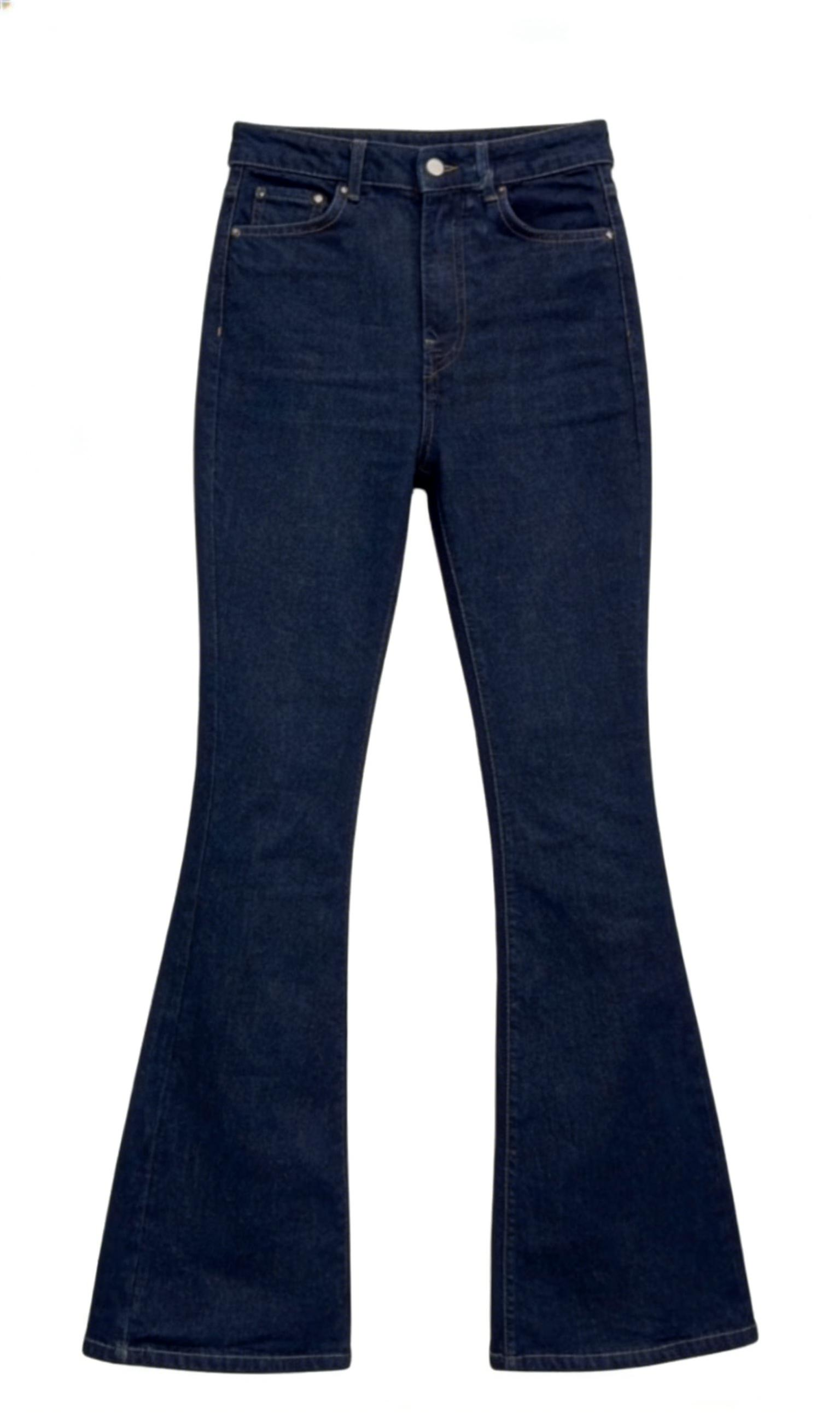 Dark washed high-waisted flared jeans