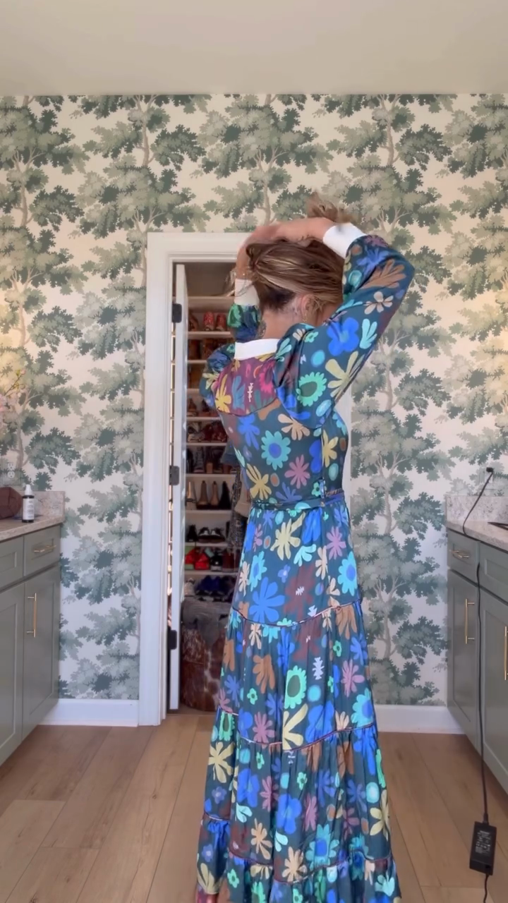 Retro Print Long Dress