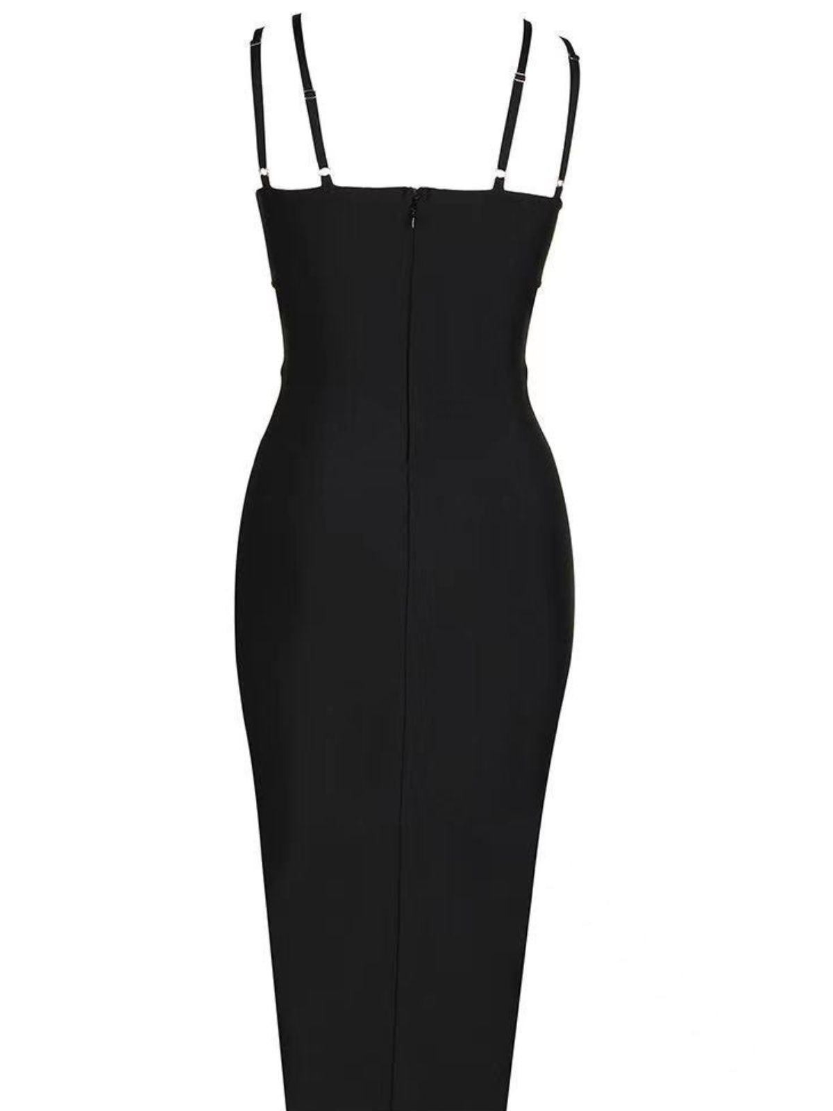 Coretta Pearl Coutout Bandage Dress In Black - Mew Mews