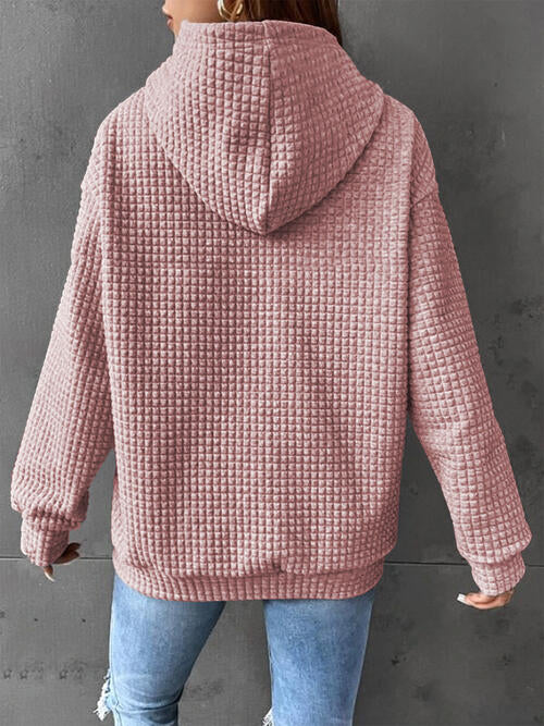 Christmas Tree Knit Drawstring Hoodie with Pocket-CALLISTARI