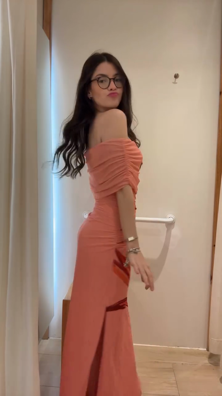 Coral Off - Shoulder Maxi Dress with Floral Prin