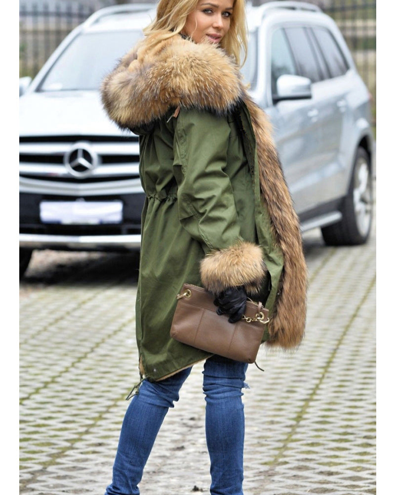 Callistari Womens Hooded Faux Fur Lined Warm Coats Parkas Anoraks Outwear Winter Long Jackets-CALLISTARI