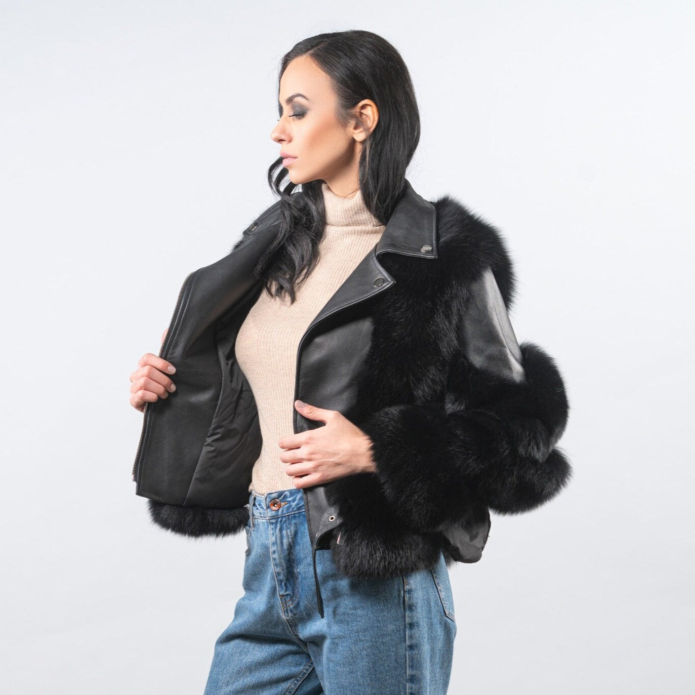Luxury Leather Fur Jacket-CALLISTARI