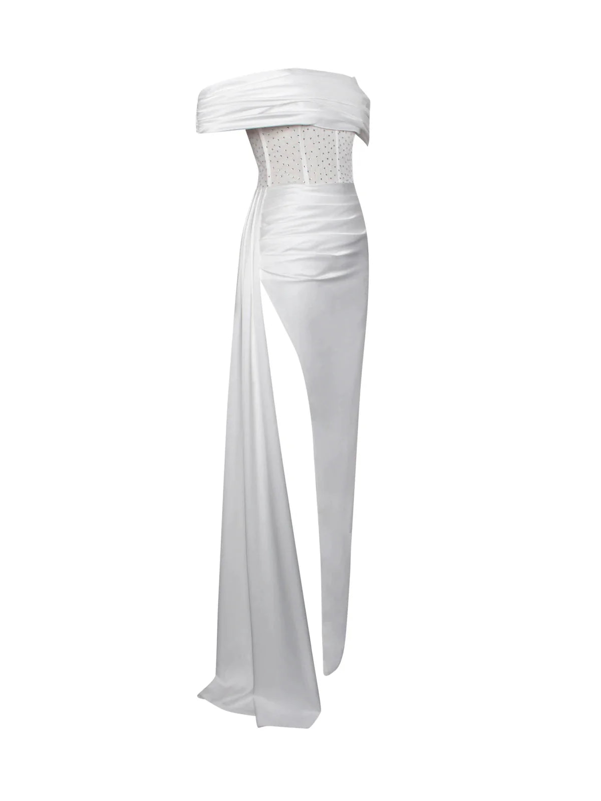 Esme gown Off-shoulder Long Slit White Bandage Dress-CALLISTARI