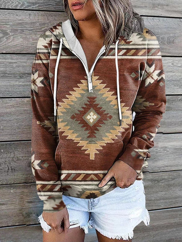 Ethnic Tribal Printed Sweater Hoodie-CALLISTARI